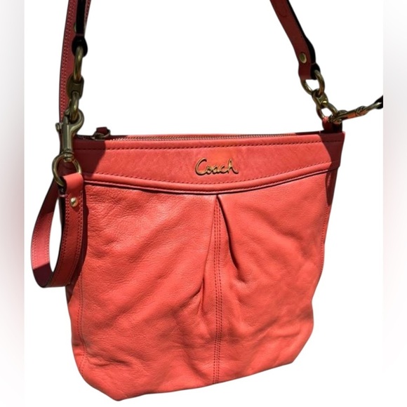 Coach Ashley Leather Convertible Hobo Bag - Coral Orange - Picture 14 of 15